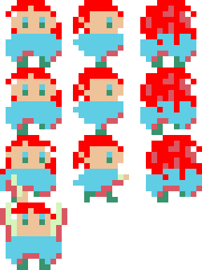 pixel art of an adventurer wearing a flowy cloak